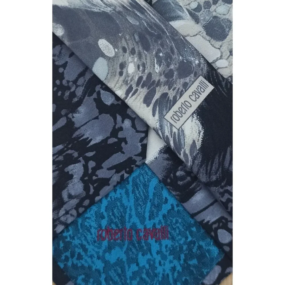 ROBERTO CAVALLI White Art Silk Tie ITALY 58